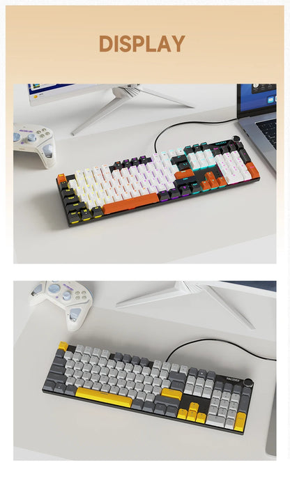 AJAZZ NK104 Mechanical Keyboard Wired dual-injection keycaps 104 Hot-Swapping LED Hybrid Backlight Gamer Keyboard for Laptop PC