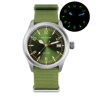 Militado ML08 Vintage Quartz Watch Ronda 515 Movement Ar Sapphire Mirror 38Mm Wrist Watch Date Super Luminous Waterproof Watches