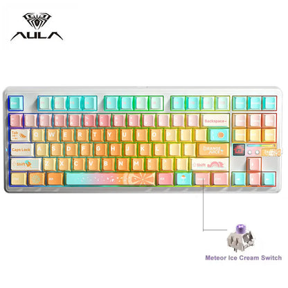 AULA F87 Pro V2 E-Sports Mechanical Keyboard 2.4g/Usb/Bluetooth Hot-Swap RGB Long Battery Life Custom Gasket 5 Layer PC Gaming