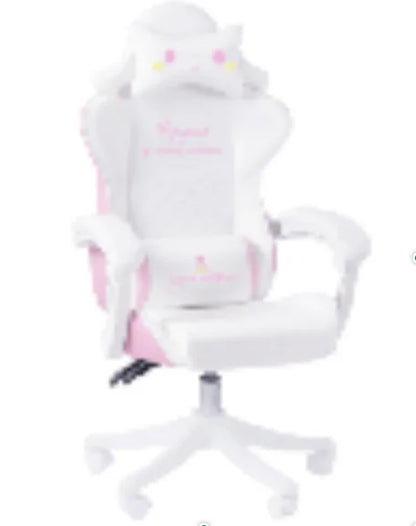 Cute Pink Gaming Chair Ergonomic Computer Chair with Footrest, Adjustable Height, Reclining Swivel Office Chair for Girls, Home Office & Gaming