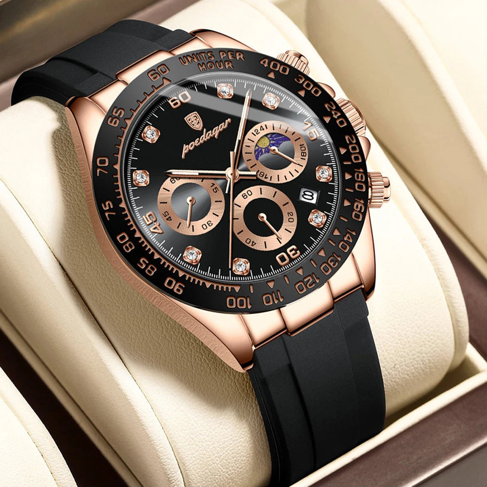 POEDAGAR Fashion High Quality Luxury Men Wristwatch Waterproof Luminous Chronograph Date Quartz Men's Watch Outdoor Man Watches