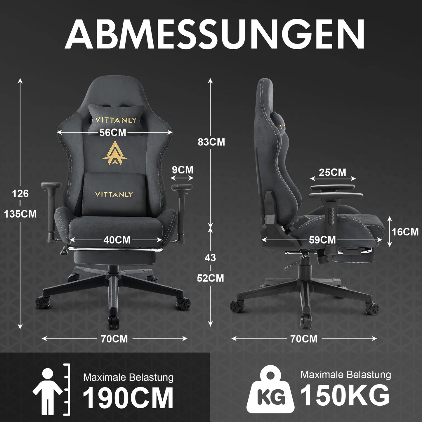 HAPIHAPPY Fashion Gaming Chair Genuine Leather Computer Office Chair with Footrest, Pocket Spring Cushion, Linkage Armrests, Ergonomic Game Chair