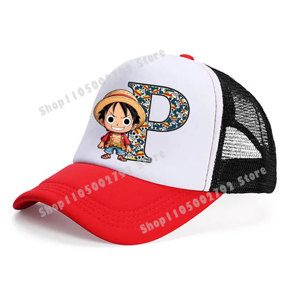 One Pieces Baseball Cap Cute Cartoon Anime Luffy Letters Casual Hats Men Adult Adjustable Sun Caps Boy Headgear Kids Hat Gift