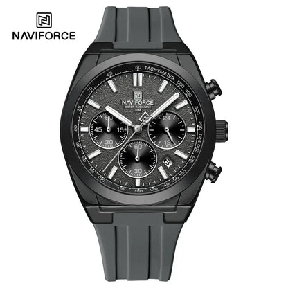 Мъжки ръчен часовник NAVIFORCE – луксозен и спортен стил, кварцов механизъм, 24-часов дисплей, прозорец за датата, хронограф, водоустойчив – идея за подарък за мъж