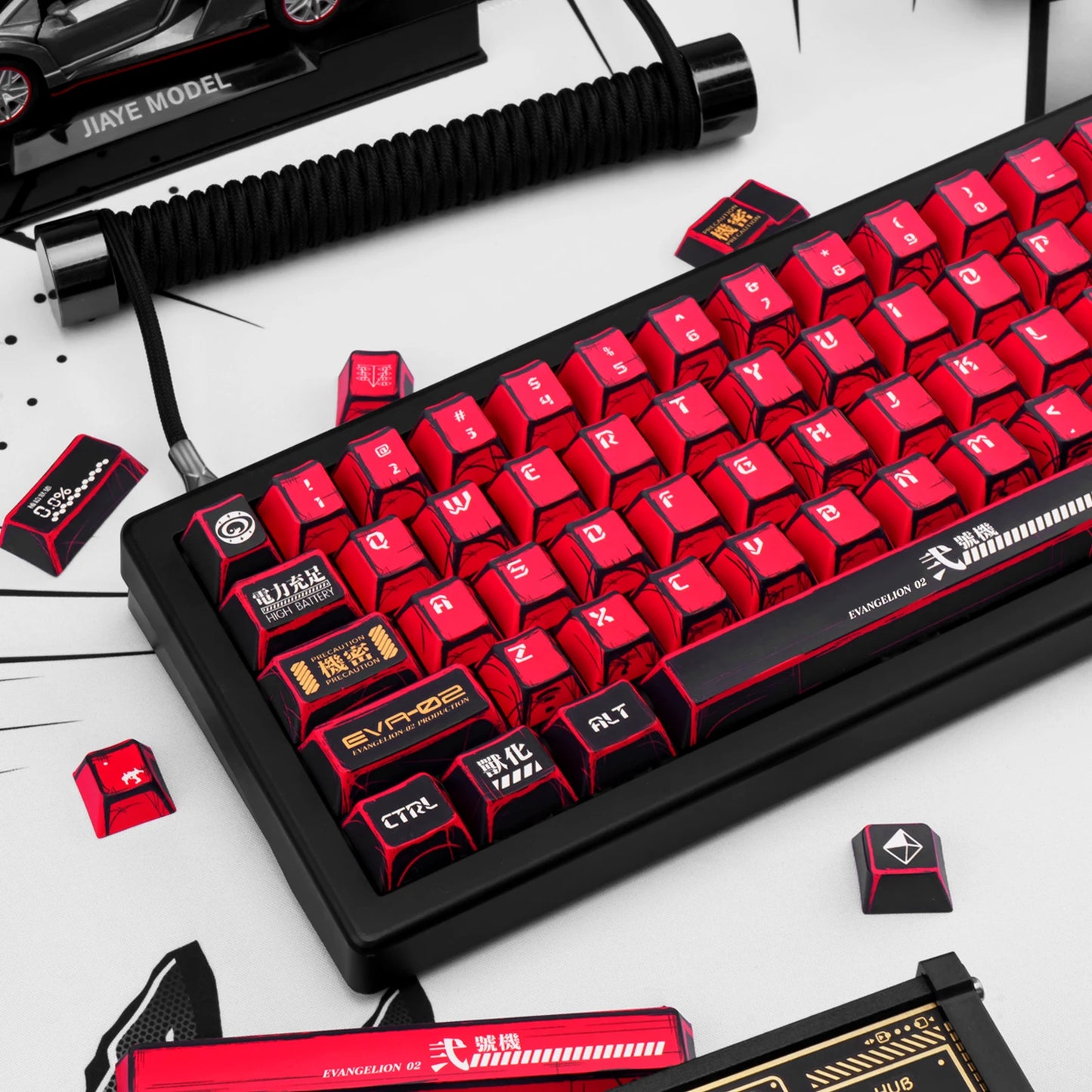 Manga Red Black Cherry Keycap Kit PBT 129 Key Mx Switch HI75 HI8 68 F99 104 64 Wooting Mechanical Keyboard