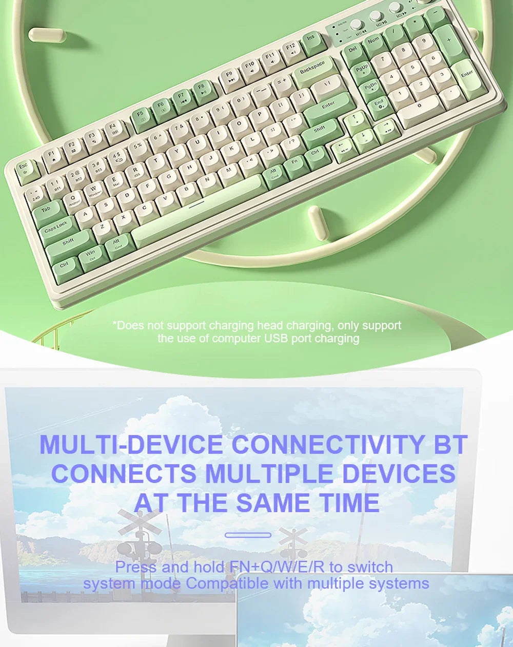 AULA S99 독거미 키보드 Membrane KeyboardWireless Bluetooth Wired Three Mode RGB Gamer Keyboards Office Typing Mute 99 Keys