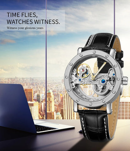 2026 Top Brand Luxury Steel Skeleton Tourbillon Automatic Watch Men Leather Mechanical Waterproof Luminous Elegant Wrist Clock