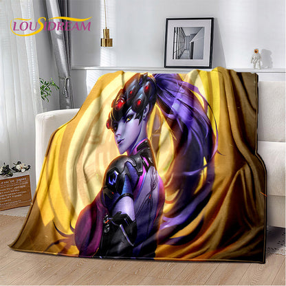Overwatch Game Gamer DVA Reaper mekana plišana deka, flanelska deka za dnevni boravak, spavaću sobu, krevet, kauč, piknik, djecu, 3D