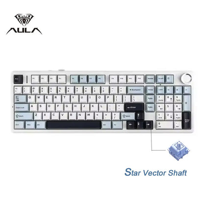 AULA F99 Pro E-Sports-Gaming-Tastatur, mechanisch, Tri-Mode, RGB, Hot-Swappable, 96 %, PBT, anpassbar, kabellos, mit Media-Knob