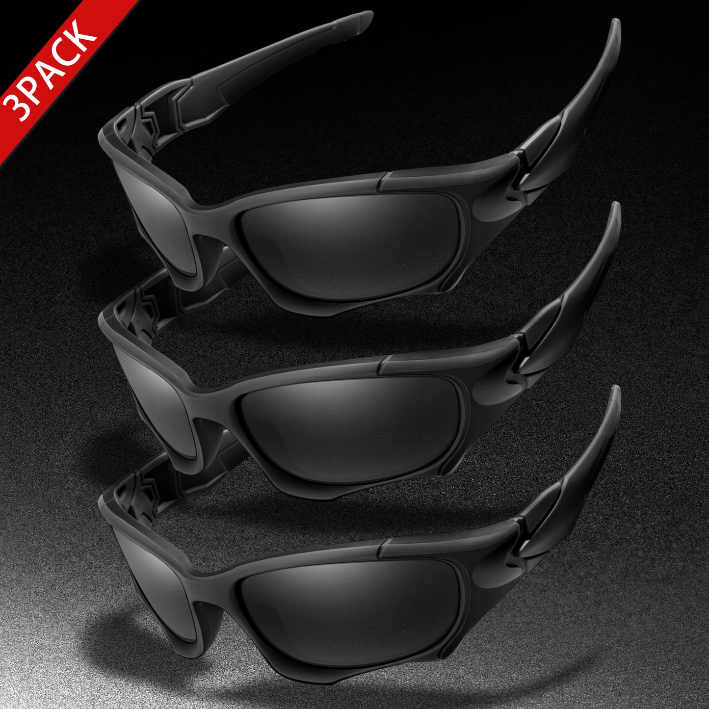 3-PACK Trendy Outdoor Tactics Sports Sunglasses Men and Women Cycling Glasses Driving Camping Travel Colorful Goggles