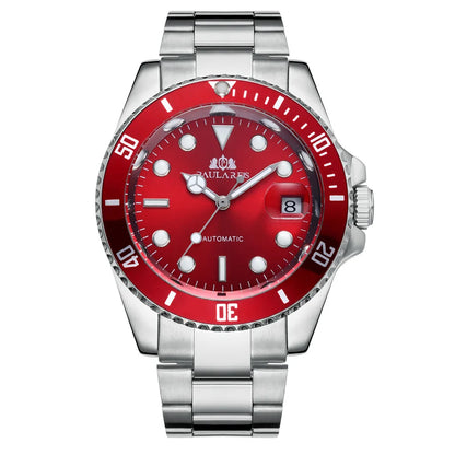 High Quality Automatic Mechanical Watch for Men Stainless Steel Red Dial Date Strong Luminous Luxury Men's Watch