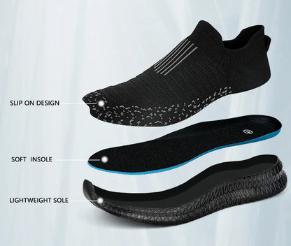 Men's Breathable Sneakers Comfortable Running Shoes Outdoor Slip-On Walking Sneakers Sock Jogging Shoes