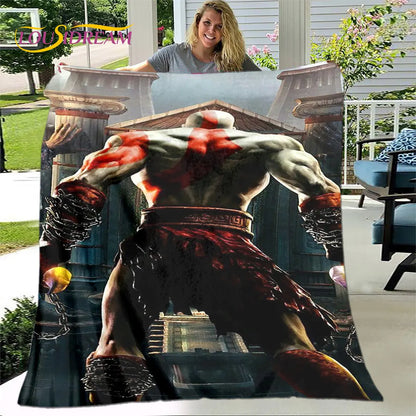 Game God of War Gamers Soft Plush Blanket,Flannel Blanket Throw Blanket for Living Room Bedroom Bed Sofa Picnic Cover Bettdecke