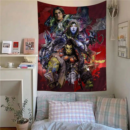 Priljubljena igra World of Warcraft, velika stenska tapiserija s potiskom, poceni hipijevska stenska dekoracija, boemske stenske tapiserije, mandala, dekoracija za dom