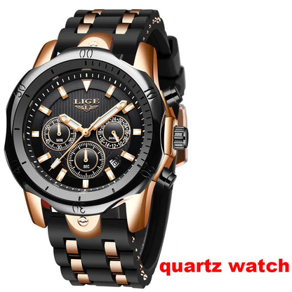 Montres-bracelets mécaniques automatiques pour hommes LIGE – Montre de luxe haut de gamme avec tourbillon, modèle élégant et étanche, idéal pour le travail ou les occasions formelles.