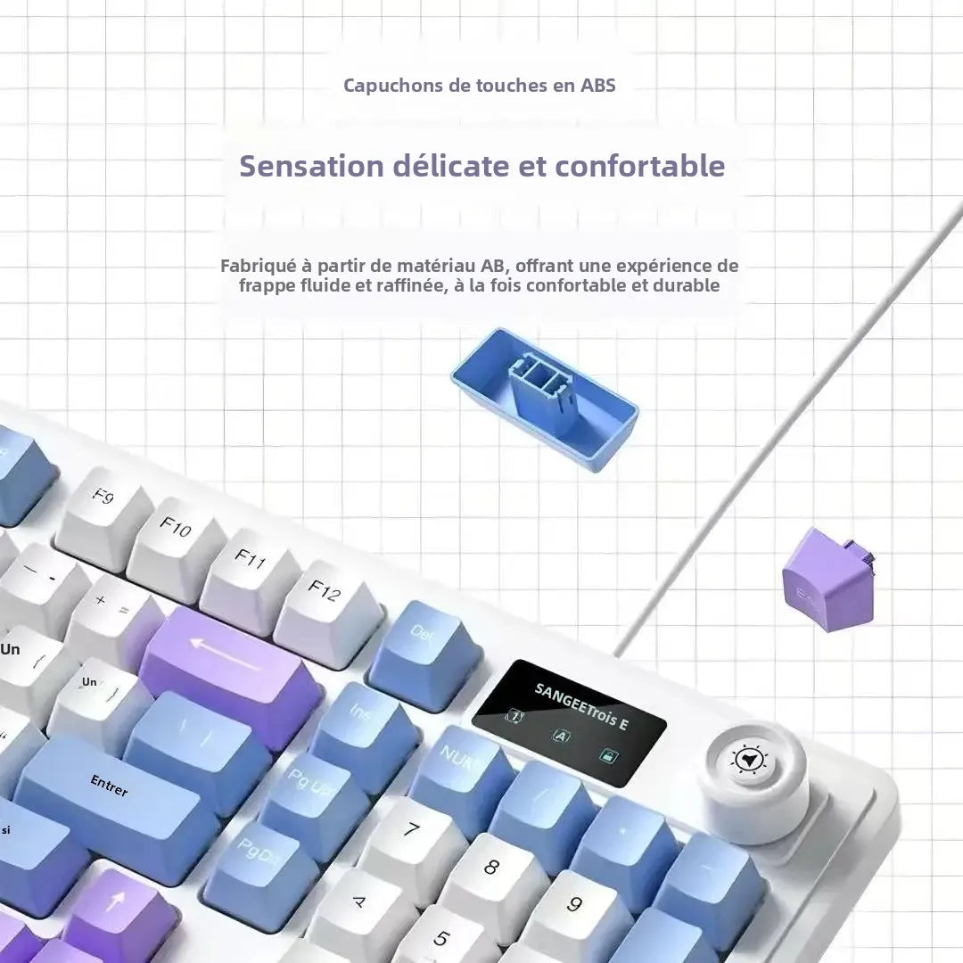 SANGEE Wired 98 Keys Keyboard Mouse Combo with LCD Screen Mechanical Feel RGB Backlit Silent Gaming Office Kit for PC Laptop