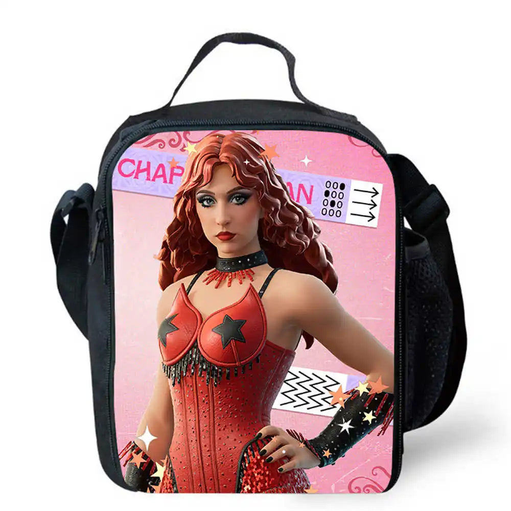 Lunch Bags for Children, Cartoon Fortnite School Picnic Bags for Girls and Boys, Kids Insulated Cooler Lunch Bags Portable Lightweight