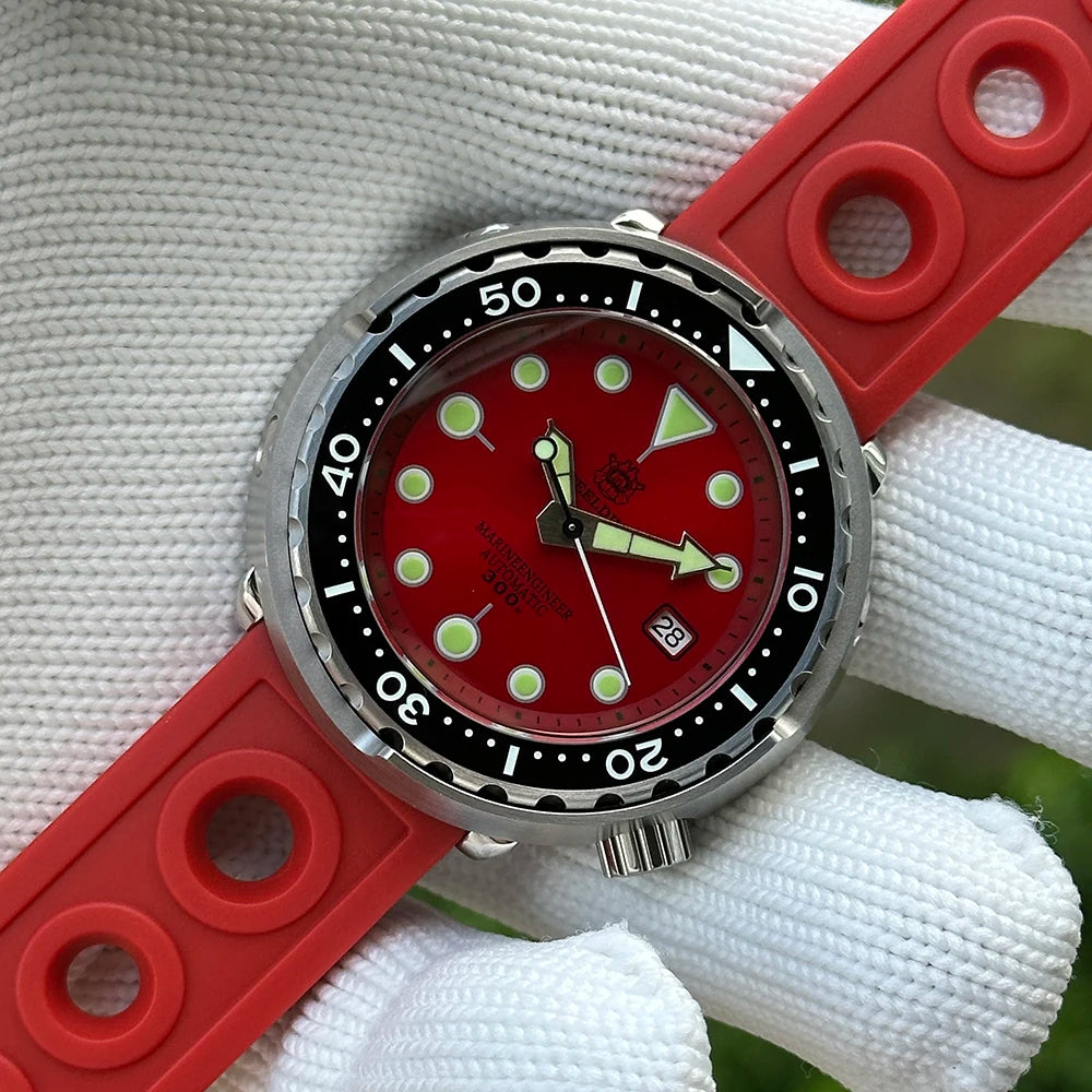 STEELDIVE Popular SD1975 47.5MM Case Red Dial 300M Waterproof AR Sapphire Glass Tuna Dive Men's NH35 Automatic Watches for You