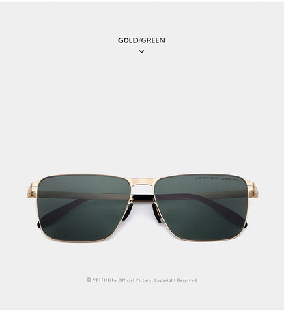 VEITHDIA Brand Men's Sunglasses Square Stainless Steel High-Definition Nylon Lenses Polarized Glasses With UV400 Protection 8210