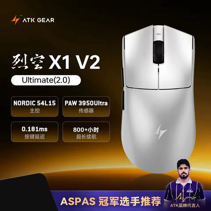 Brezžična miška ATK Blazing Sky X1 V2 Ultimate Dual Mode, lahka, PAW3950, Ultra Dual 8K HZ, nizka zakasnitev, prilagojena ergonomska zasnova