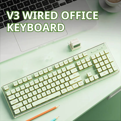EWEADN V3 Wired Silent Office & Gaming Keyboard, Film Key Design, Ergonomic, for Windows/Laptop/PC/Desktop, E-sports Accessory