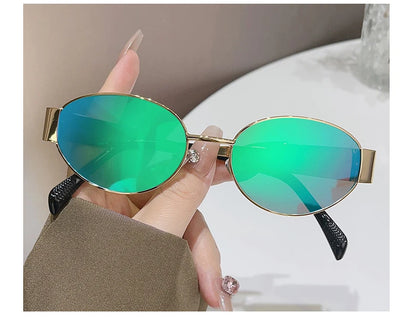 Sexy Small Oval Women's Sunglasses Trendy Luxury Design Metal Frame Shades UV400 Eyewear for Female Classic Vintage Sun Glasses