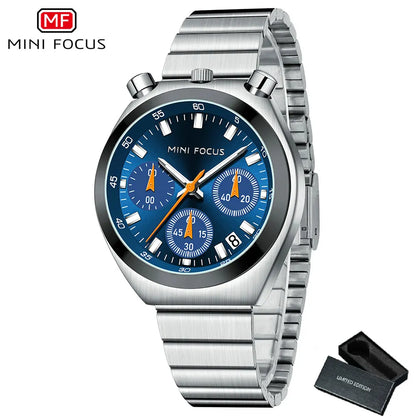 MINI FOCUS Women’s Luxury Quartz Watch – Stainless Steel Strap, Multifunction Dial & Luminous Design