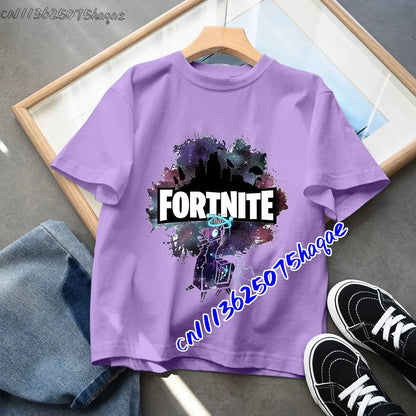Fortnites Children T-shirts Game Cartoon Printed Figures Fortress Night Tees Game Short Sleeves Tops Summer Boys Girls Clothes
