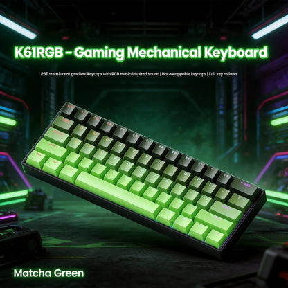 K61 Wired Portable Mechanical Keyboard, Phantom RGB Colorful, Gaming-grade Response, Ergonomic Design, Gaming Office Usable