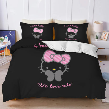 Hello Kitty Duvet Cover Set Comforter Bedding 3D Children's Bedding Set 3-Piece 1 Quilt Cover King Size