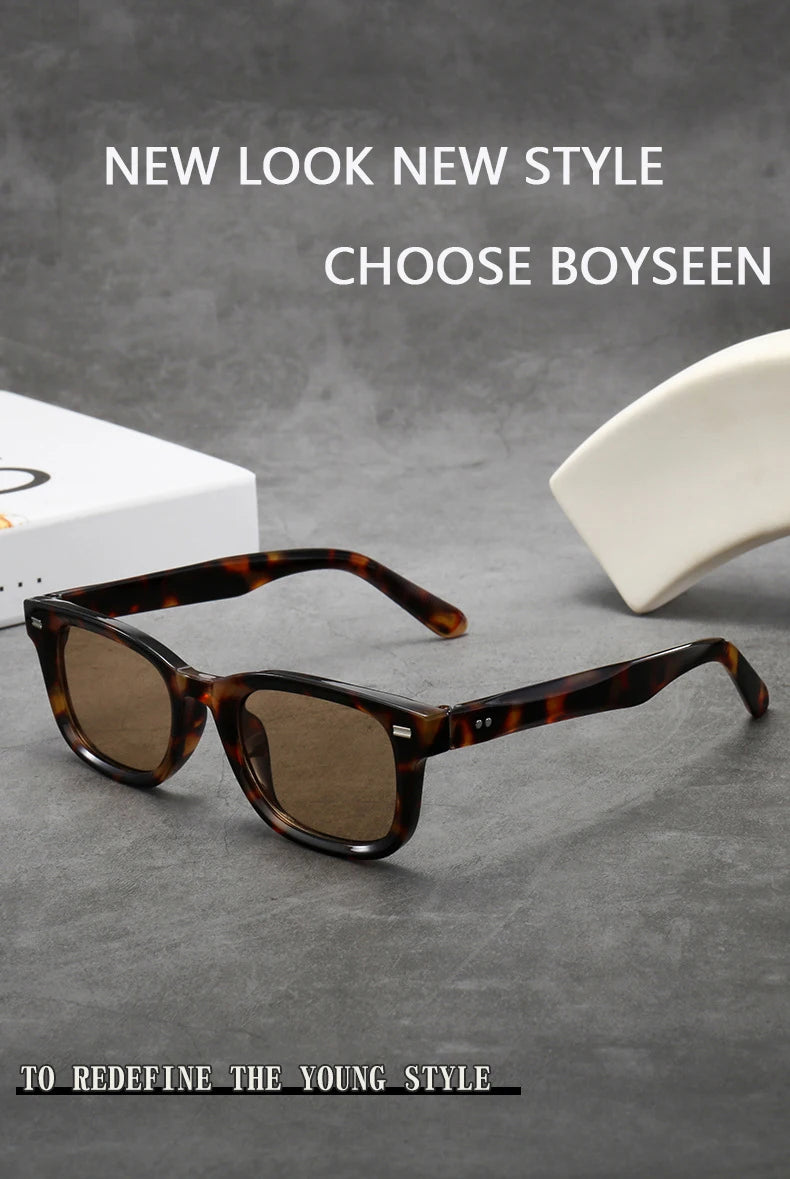 Men's Thick Framed Retro Brown Sunglasses Narrow Framed Hip-hop Style Rapper Eyewear Vacation Sunglasses UV400