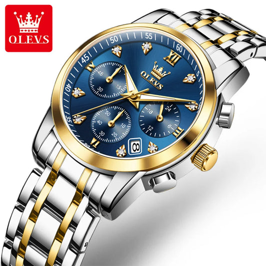 Relógio de senhora OLEVS, marca de luxo, de quartzo, estanque, luminoso, com data, cronógrafo, bracelete, relógio de gala com diamantes.