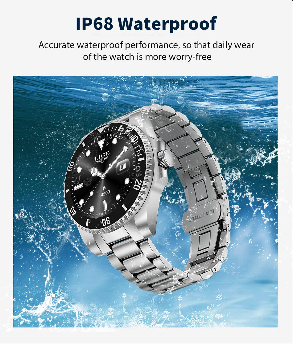 LIGE 2026 Business Smart Watch Men IP68 Waterproof Bluetooth call Sport Men Watches 1.27"HD Screen Health Monitor New Smartwatch