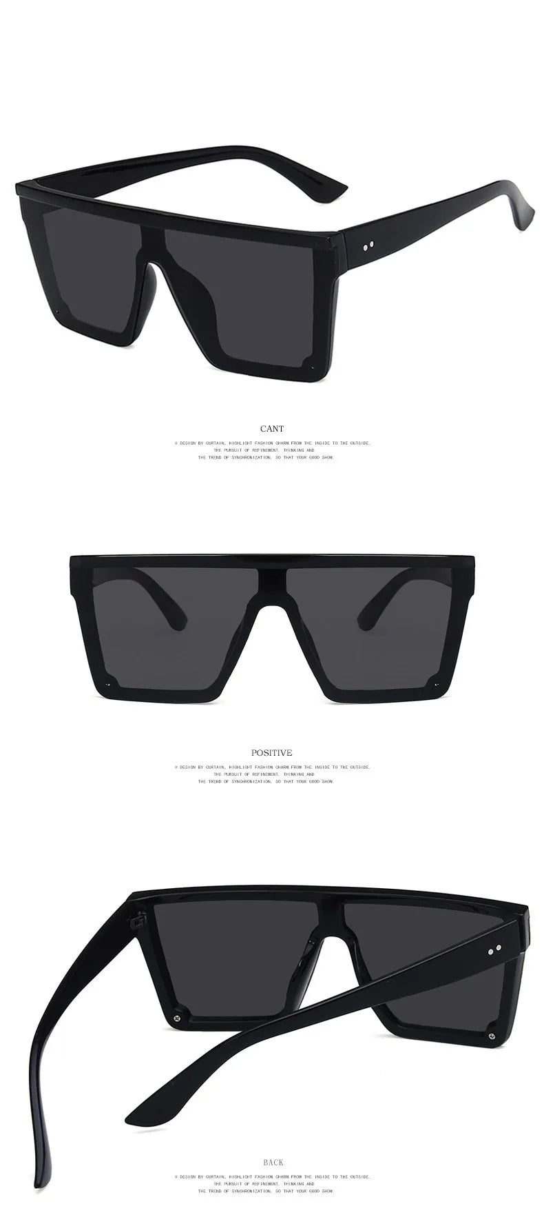 New Large-frame One-piece Sunglasses, European And American Fashionable Square Frame Sunglasses For Women, Colorful Glasses