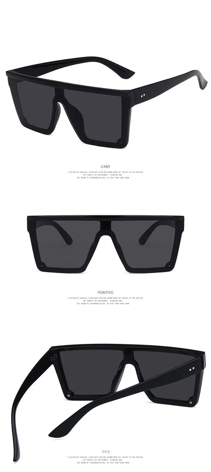 New Large-frame One-piece Sunglasses, European And American Fashionable Square Frame Sunglasses For Women, Colorful Glasses