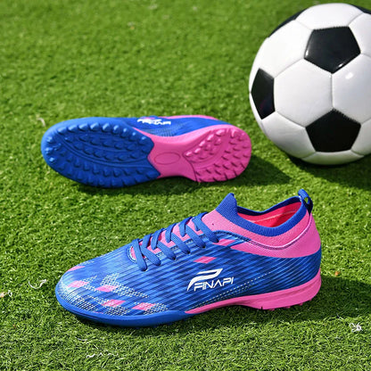 Uudet miesten korkealaatuiset jalkapallokengät, nappulakengät otteluihin, sisäkäyttöön, suosittuihin ulkopeleihin, nurmelle, korkeavartiset futsal-luistamattomat sneakerit
