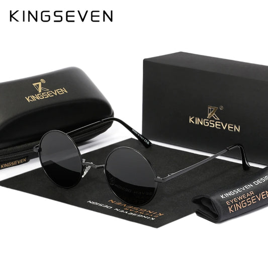 KINGSEVEN Vintage Popular Punk Sunglasses for Men Women Round Polarized Sun Glasses  Party Beach Travel Anti Glare Eyewear