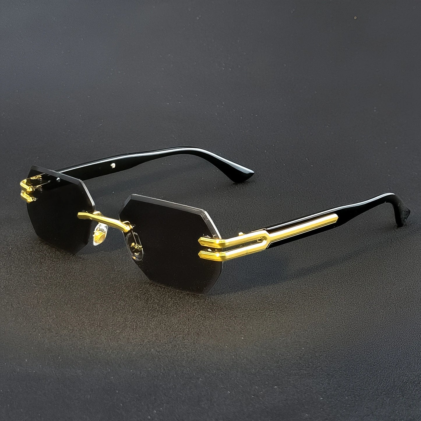 CATERSIDE Retro Rimless Sunglasses Men Polygonal Metal Frame High Quality Women Sun Glasses Outdoor Travel Gift Summer Style