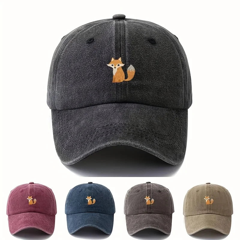 Schattige baseballpet met vossenprint voor dagelijkse casual mode, veelzijdige pet voor in de stad, geschikt voor mannen en vrouwen