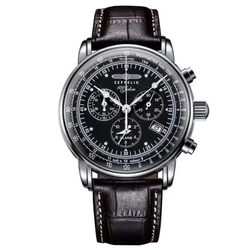 Zeppelin Airship Automatic Date Mens Leather Band Fashion Luxury  Business Casual Men Watches Gift Men's Waterproof Watch