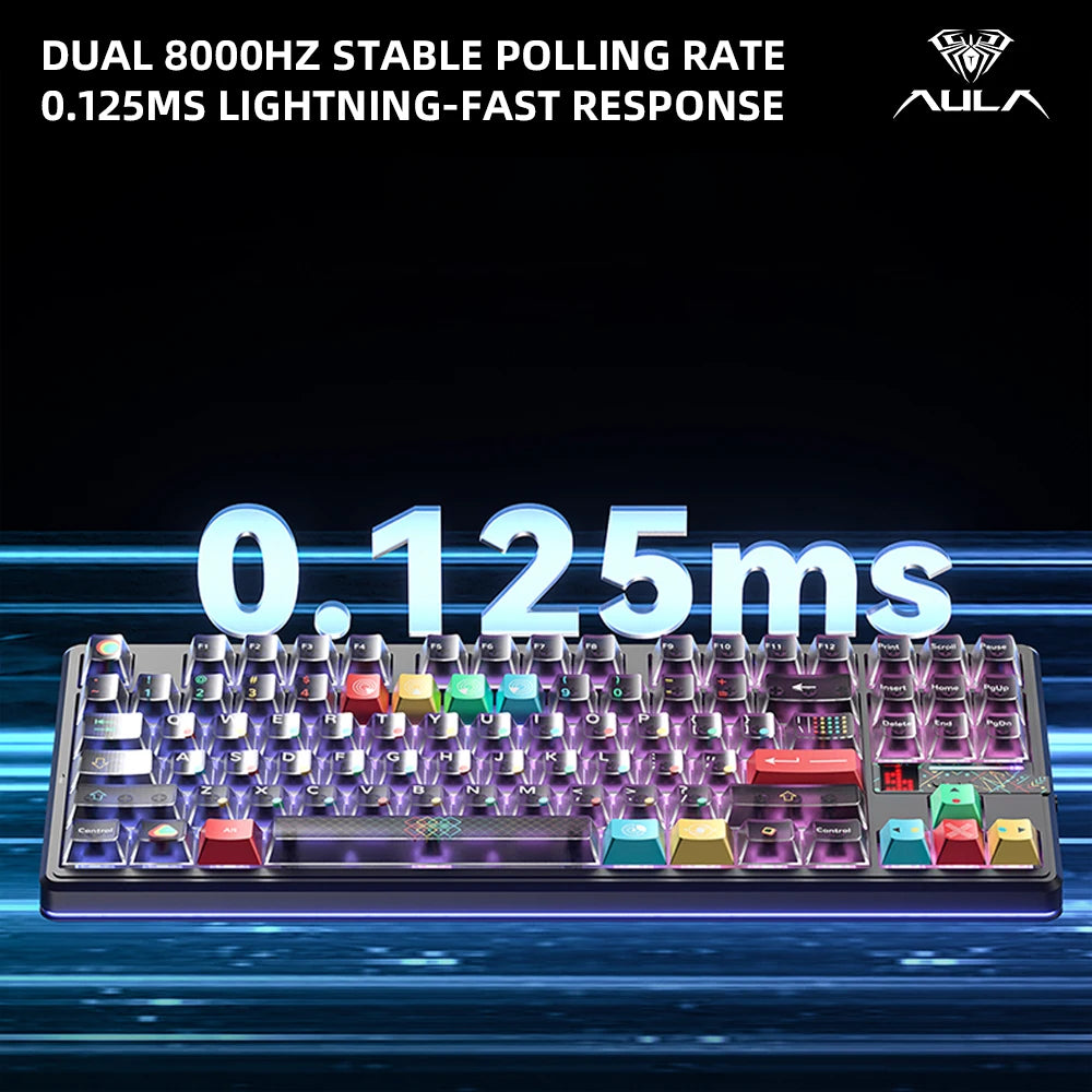 AULA F87 Pro V2 E-Sports Mechanical Keyboard 2.4g/Usb/Bluetooth Hot-Swap RGB Long Battery Life Custom Gasket 5 Layer PC Gaming