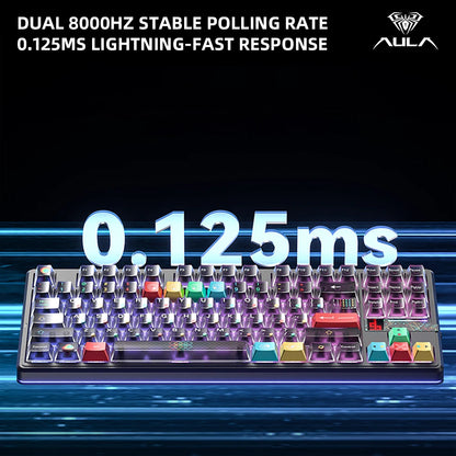 AULA F87 Pro V2 E-Sports Mechanical Keyboard 2.4g/Usb/Bluetooth Hot-Swap RGB Long Battery Life Custom Gasket 5 Layer PC Gaming