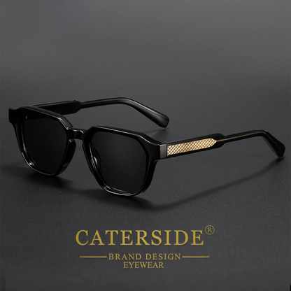 CATERSIDE Men Women Fashion square Frame Sunglasses Daily Wear UV400 Protection Eyewear PC Frame Propionate Pin Legs Sun glasses