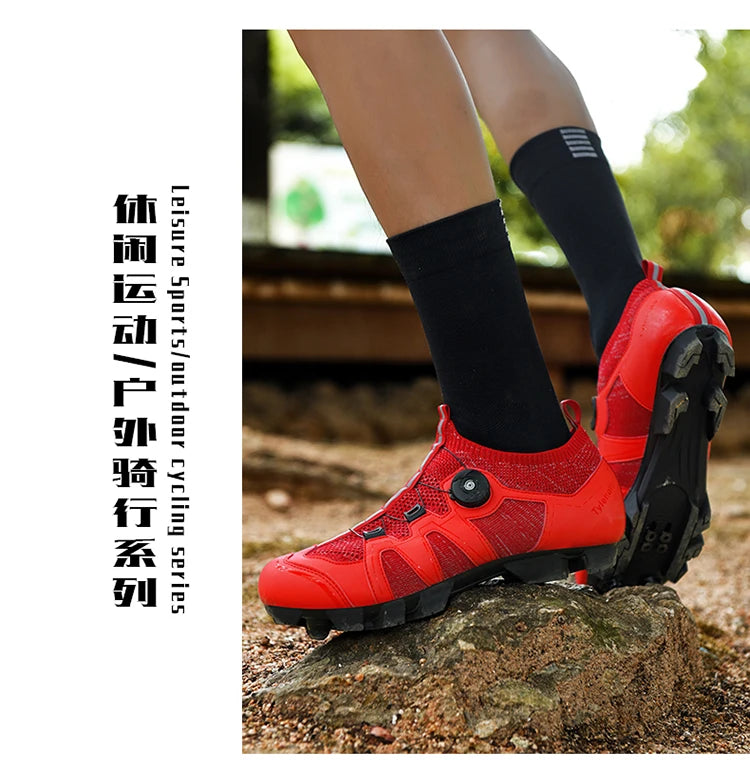 Mountain Bike Shoes Mens Cycling Shoes Quick Ratchet Buckle Compatible with SPD System Pedal for Indoor Outdoor Women MTB Shoes