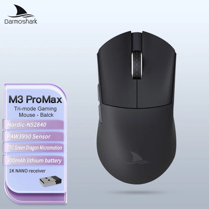 Darmoshark M3Pro Gaming Mouse 2.4G BT Wireless Tri-Mode PAW3395 Sensor N52840 26000DPI Big Hand Macro Driver Mouse For Gaming