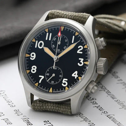 Militado VK61 VK67 Quartz Chronograph Watch 39mm 316L Stainless Steel Case 3 Dial Waterproof 100M  Multifunction Military Watch