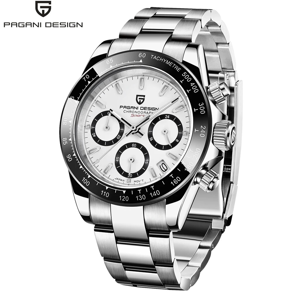 Chronographenuhr für Herren von PAGANI DESIGN – Luxuriöse Quarz-Armbanduhr, leuchtend und wasserdicht.