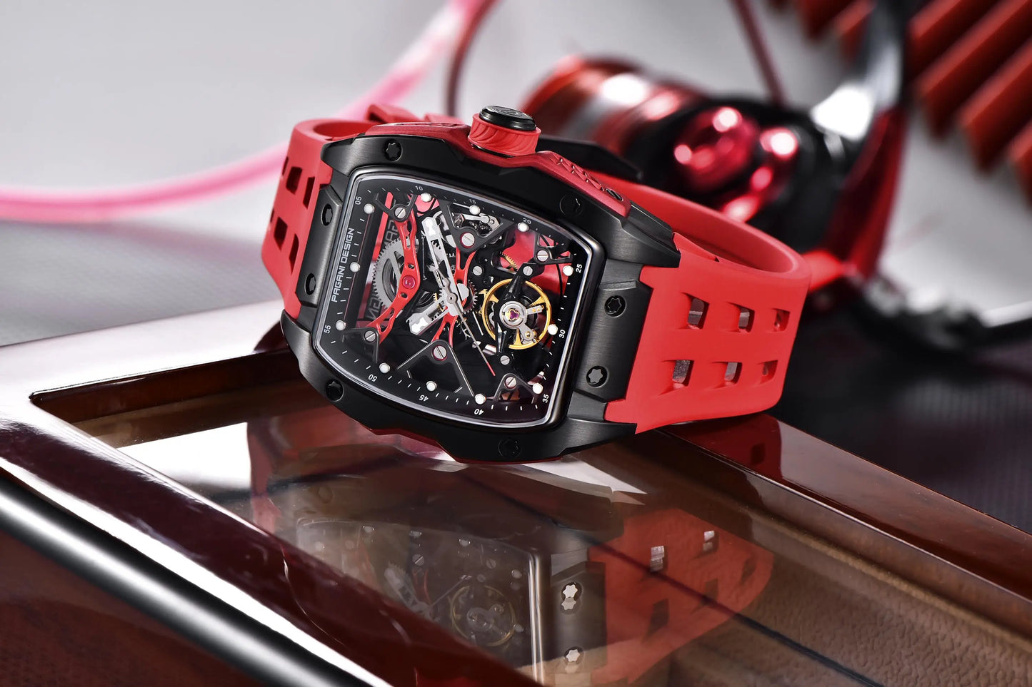 NEW PAGANI DESIGN PDYS018 Automatic Mechanical Wristwatch Fashion Casual Skeleton Sapphire Stainless Steel Watch for Men