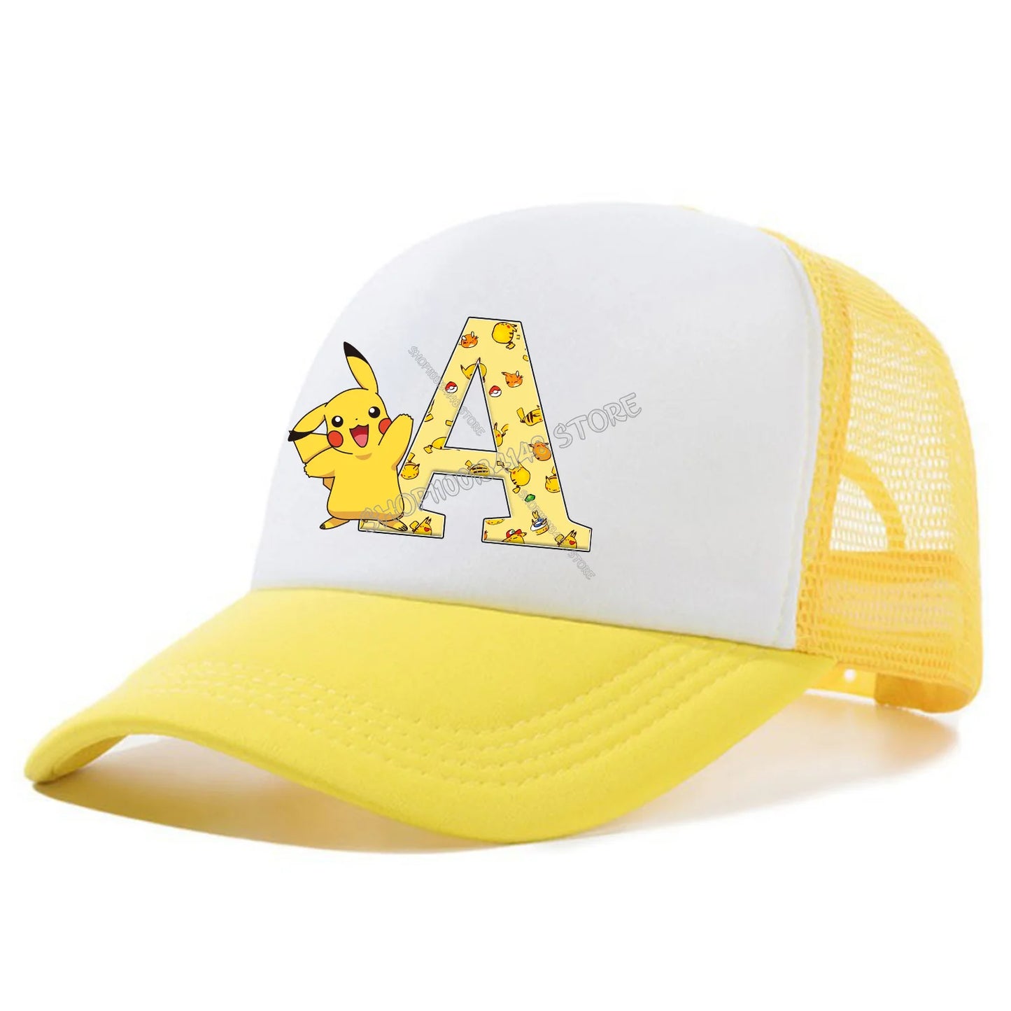 Pokemon Pikachu Peaked Cap Cartoon A-Z Letter Baseball Caps Fashion Summer Breathable Mesh Hat Parent-child Hat Peacoat Kid Gift