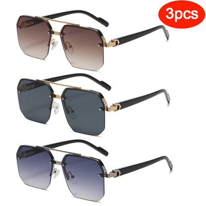 Oversize Retro Double Bridges Polygon Square Metal Men Sunglasses Fashion Gradient Shades UV400 Trending Women Sun Glasses
